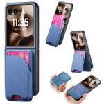 For Motorola Razr 60 Ultra Twill Fabric Leather Skin Card Bag Magnetic Back Phone Case(Blue)