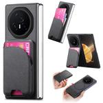 For Honor Magic V3 Twill Fabric Leather Skin Card Bag Magnetic Back Phone Case(Black)