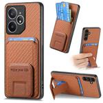 For Realme Neo7 Carbon Fiber Card Bag Fold Stand Phone Case(Brown)