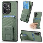 For Realme Neo7 Carbon Fiber Card Bag Fold Stand Phone Case(Green)