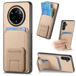 For Realme 14 Pro Carbon Fiber Card Bag Fold Stand Phone Case(Khaki)