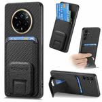 For Realme 14 Pro+ Carbon Fiber Card Bag Fold Stand Phone Case(Black)