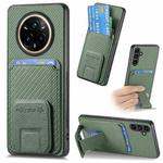 For Realme 14 Pro+ Carbon Fiber Card Bag Fold Stand Phone Case(Green)