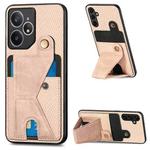 For Realme Neo7 Carbon Fiber Wallet Flip Card K-shaped Holder Phone Case(Khaki)