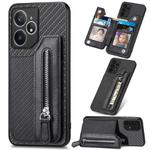 For Realme Neo7 Carbon Fiber Horizontal Flip Zipper Wallet Phone Case(Black)