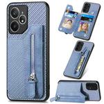 For Realme Neo7 Carbon Fiber Horizontal Flip Zipper Wallet Phone Case(Blue)