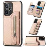 For Realme Neo7 Carbon Fiber Horizontal Flip Zipper Wallet Phone Case(Khaki)