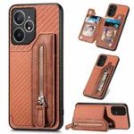 For Realme Neo7 Carbon Fiber Horizontal Flip Zipper Wallet Phone Case(Brown)