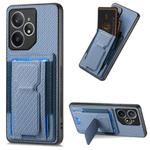 For Realme Neo7 Carbon Fiber Fold Stand Elastic Card Bag Phone Case(Blue)