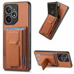 For Realme Neo7 Carbon Fiber Fold Stand Elastic Card Bag Phone Case(Brown)