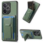 For Realme Neo7 Carbon Fiber Fold Stand Elastic Card Bag Phone Case(Green)