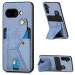 For Google Pixel 9a Carbon Fiber Wallet Flip Card K-shaped Holder Phone Case(Blue)