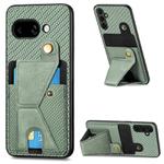 For Google Pixel 9a Carbon Fiber Wallet Flip Card K-shaped Holder Phone Case(Green)