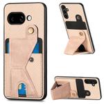For Google Pixel 9a Carbon Fiber Wallet Flip Card K-shaped Holder Phone Case(Khaki)