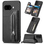 For Google Pixel 9a Carbon Fiber Horizontal Flip Zipper Wallet Phone Case(Black)