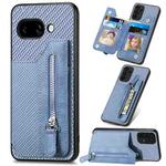 For Google Pixel 9a Carbon Fiber Horizontal Flip Zipper Wallet Phone Case(Blue)