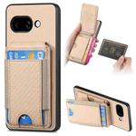 For Google Pixel 9a Carbon Fiber Vertical Flip Wallet Stand Phone Case(Khaki)