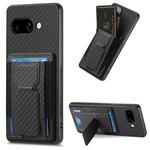 For Google Pixel 9a Carbon Fiber Fold Stand Elastic Card Bag Phone Case(Black)