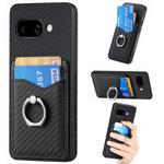 For Google Pixel 9a Carbon Fiber Card Wallet Ring Phone Case(Black)