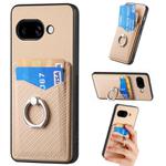 For Google Pixel 9a Carbon Fiber Card Wallet Ring Phone Case(Khaki)