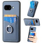 For Google Pixel 9a Carbon Fiber Card Wallet Ring Phone Case(Blue)