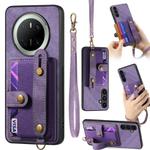 For Huawei Mate 70 Retro Cross Wristband Wallet Leather Back Phone Case(Purple)