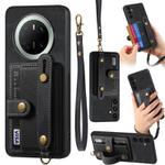 For Huawei Mate 70 Retro Cross Wristband Wallet Leather Back Phone Case(Black)