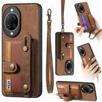 For Huawei nova 14 Retro Cross Wristband Wallet Leather Back Phone Case(Brown)