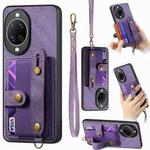 For Huawei nova 14 Ultra Retro Cross Wristband Wallet Leather Back Phone Case(Purple)