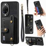 For Huawei nova 14 Ultra Retro Cross Wristband Wallet Leather Back Phone Case(Black)