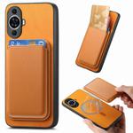 For Huawei nova 13 Retro Magsafe Card Bag PU Back Cover Phone Case(Yellow)