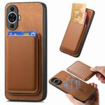 For Huawei nova 13 Retro Magsafe Card Bag PU Back Cover Phone Case(Brown)
