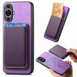 For Huawei nova 12 Retro Magsafe Card Bag PU Back Cover Phone Case(Purple)