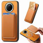 For Huawei Mate 70 Retro Magsafe Card Bag PU Back Cover Phone Case(Yellow)