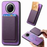 For Huawei Mate 70 Retro Magsafe Card Bag PU Back Cover Phone Case(Purple)