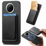 For Huawei Mate 70 Pro Retro Magsafe Card Bag PU Back Cover Phone Case(Black)