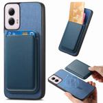 For Motorola Moto G55 Retro Magsafe Card Bag PU Back Cover Phone Case(Blue)