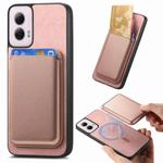 For Motorola Moto G Stylus 5G 2024 Retro Magsafe Card Bag PU Back Cover Phone Case(Pink)