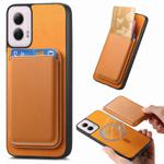 For Motorola Moto G Play 2024 4G Retro Magsafe Card Bag PU Back Cover Phone Case(Yellow)