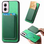 For Motorola Moto G Play 2024 4G Retro Magsafe Card Bag PU Back Cover Phone Case(Green)