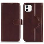For iPhone 11 Genuine Leather Card Wallet MagSafe Phone Case(Dark Brown)