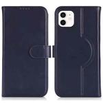 For iPhone 11 Genuine Leather Card Wallet MagSafe Phone Case(Dark Blue)