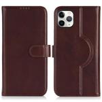 For iPhone 11 Pro Max Genuine Leather Card Wallet MagSafe Phone Case(Dark Brown)