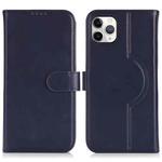 For iPhone 11 Pro Max Genuine Leather Card Wallet MagSafe Phone Case(Dark Blue)