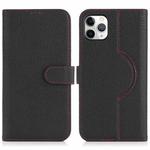 For iPhone 11 Pro Max Genuine Leather Card Wallet MagSafe Phone Case(Litchi Black)