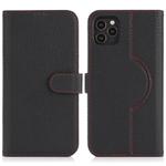 ForiPhone 13 Pro Max / 12 Pro Max Genuine Leather Card Wallet MagSafe Phone Case(Litchi Black)