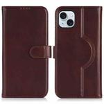 For iPhone 15 Genuine Leather Card Wallet MagSafe Phone Case(Dark Brown)