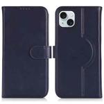 For iPhone 15 Genuine Leather Card Wallet MagSafe Phone Case(Dark Blue)