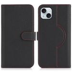 For iPhone 15 Genuine Leather Card Wallet MagSafe Phone Case(Litchi Black)