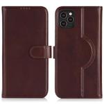 For iPhone 15 Pro Genuine Leather Card Wallet MagSafe Phone Case(Dark Brown)